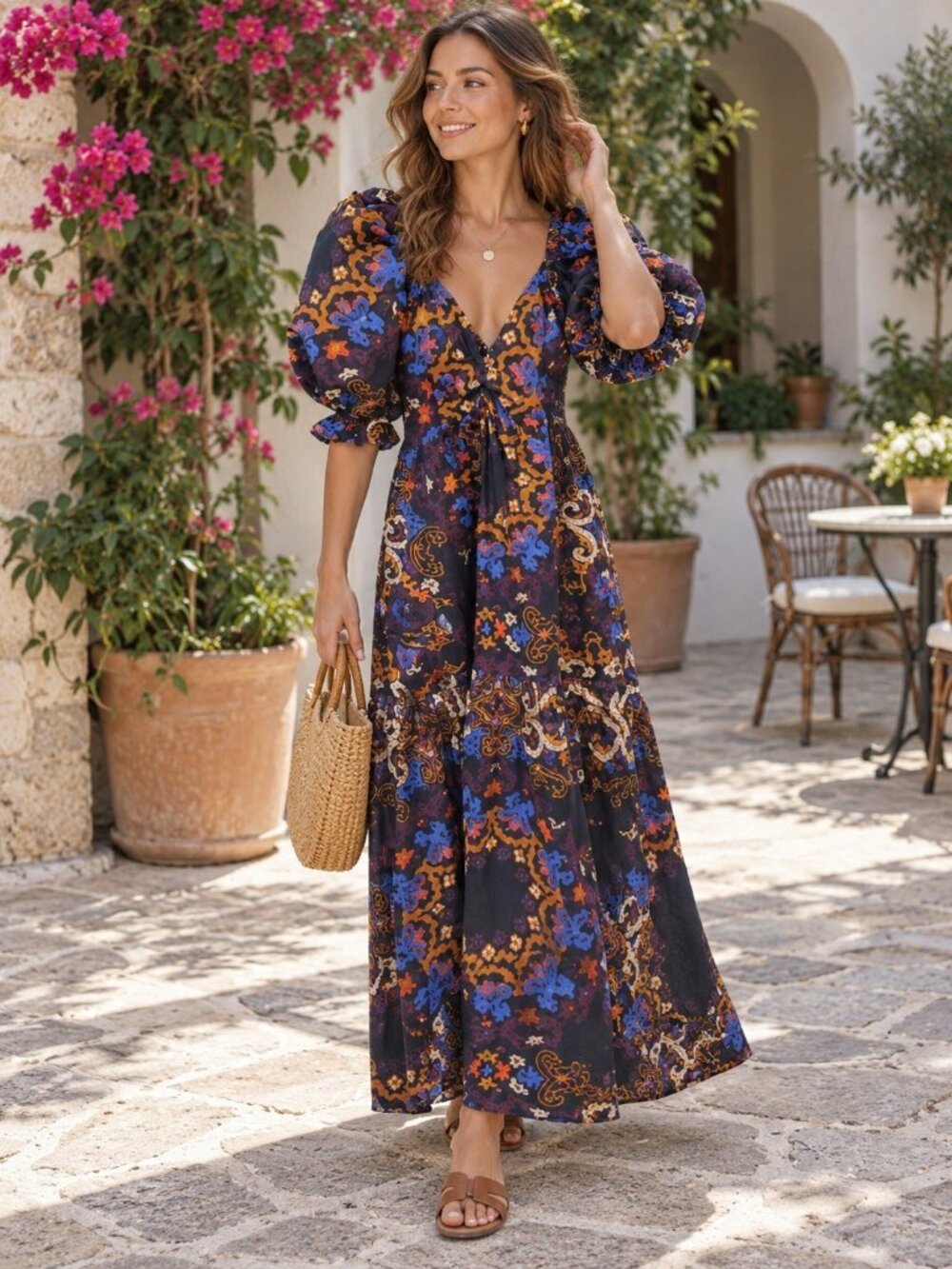 Cleobella Jewel Ankle Dress Venezia Print Size Large Multicolor